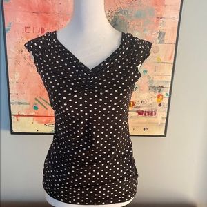 Retrolicious polka dot black and white Isabel top NWT